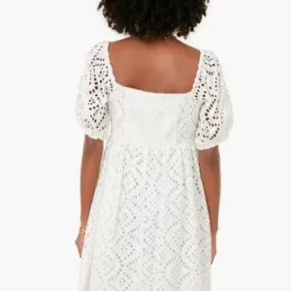 Tuckernuck White Eyelet Abigail Small Puff Sleeve Babydoll Dress - Picture 12 of 12